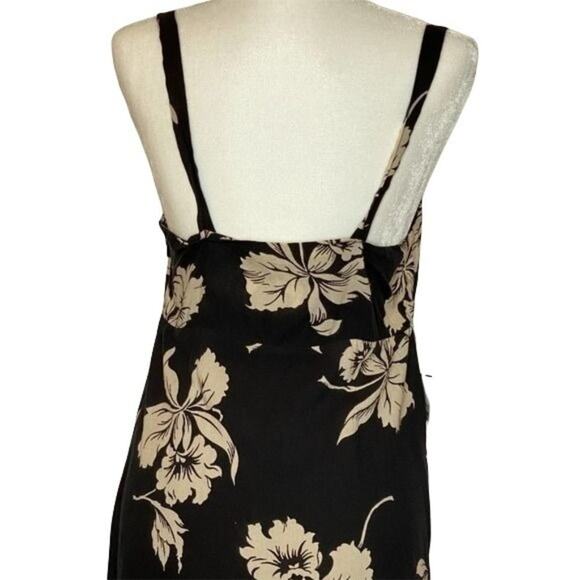 Amuse Society Black Dress Ivory Floral Print Wide Straps Princess Neckline M - Picture 4 of 8